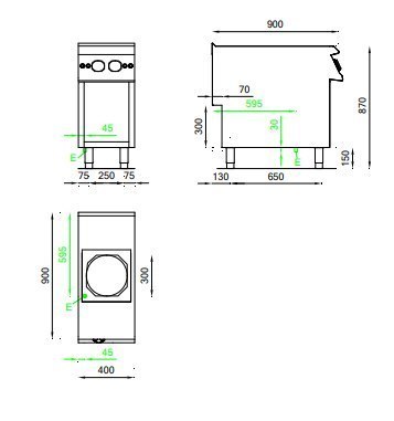 Kuchnia WOK indukcyjna, 5 kW, na podstawie, Diamante 90, Olis