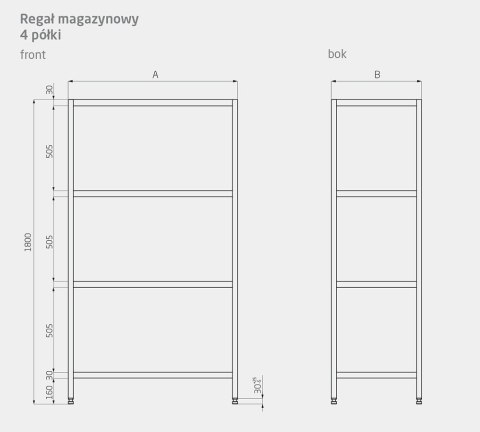 Regał Gastronomiczny Nierdzewny 140x50x180 4-Półkowy Inoxo 334145