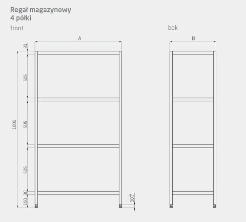 Regał Gastronomiczny Nierdzewny 60x40x180 Gretingowy Inoxo 354064
