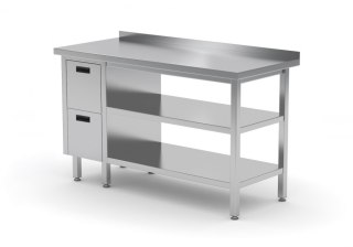Stół Nierdzewny Gastronomiczny z 2 Półkami + 2 Szuflady 170x60 Inoxo 125176/2