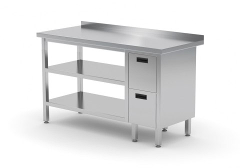 Stół Nierdzewny Gastronomiczny z 2 Półkami + 2 Szuflady 90x60 Inoxo 125096/2
