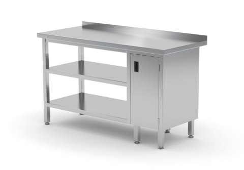 Stół Nierdzewny Gastronomiczny z 2 Półkami I Szafką 120x60 Inoxo 126126/2