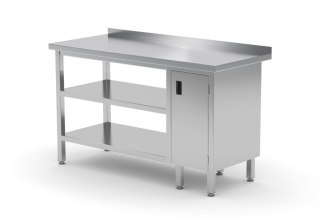 Stół Nierdzewny Gastronomiczny z 2 Półkami I Szafką 140x60 Inoxo 126146/2
