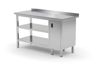 Stół Nierdzewny Gastronomiczny z 2 Półkami I Szafką 90x70 Inoxo 126097/2