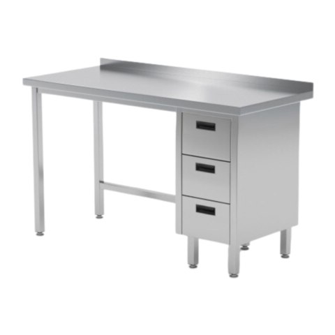 Stół Nierdzewny Gastronomiczny z 3 Szufladami 100x60 Inoxo 123106-3