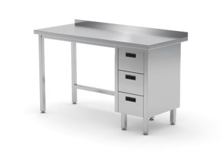 Stół Nierdzewny Gastronomiczny z 3 Szufladami 120x60 Inoxo 123126-3