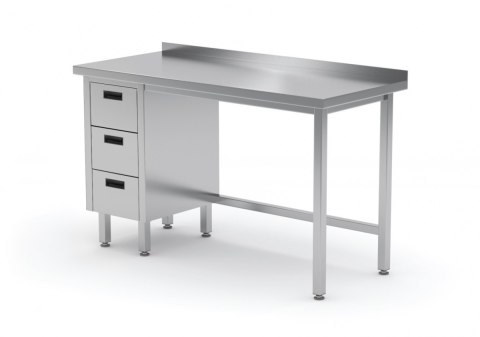 Stół Nierdzewny Gastronomiczny z 3 Szufladami 80x60 Inoxo 123086-3