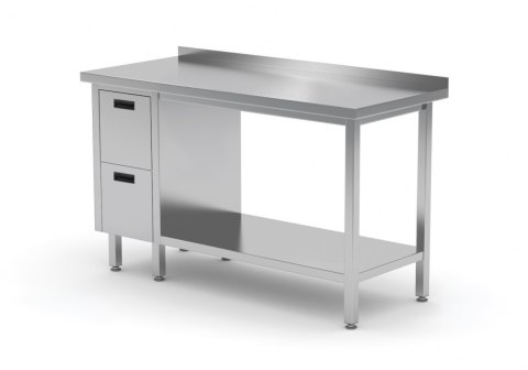 Stół Nierdzewny Gastronomiczny z Półką + 2 Szuflady 110x60 Inoxo 125116