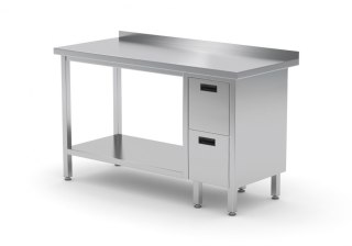 Stół Nierdzewny Gastronomiczny z Półką + 2 Szuflady 120x70 Inoxo 125127