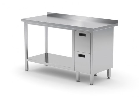 Stół Nierdzewny Gastronomiczny z Półką + 2 Szuflady 130x60 Inoxo 125136