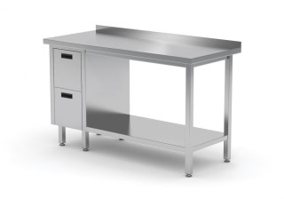Stół Nierdzewny Gastronomiczny z Półką + 2 Szuflady 140x70 Inoxo 125147