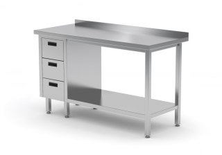 Stół Nierdzewny Gastronomiczny z Półką + 3 Szuflady 110x60 Inoxo 125116-3
