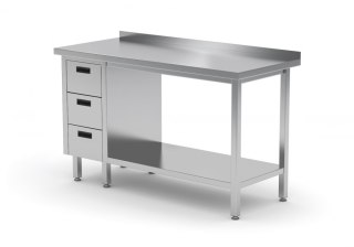 Stół Nierdzewny Gastronomiczny z Półką + 3 Szuflady 120x70 Inoxo 125127-3