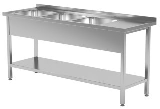 Stół Nierdzewny Gastronomiczny z Półką + 3 Zlewy 170x60 Inoxo 224176