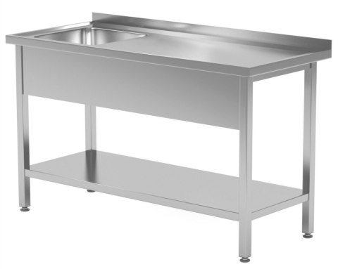 Stół Nierdzewny Gastronomiczny z Półką + Zlew 160x60 Inoxo 212166