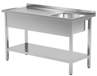 Stół Nierdzewny Gastronomiczny z Półką + Zlew 160x60 Inoxo 212166