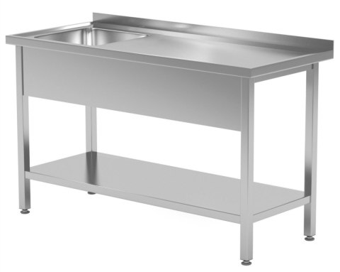 Stół Nierdzewny Gastronomiczny z Półką + Zlew 90x60 Inoxo 212096