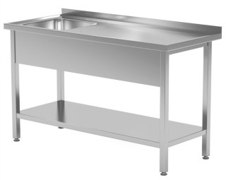 Stół Nierdzewny Gastronomiczny z Półką + Zlew 90x70 Inoxo 212097