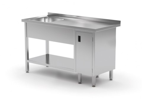 Stół Nierdzewny Gastronomiczny z Półką + Zlew + Szafka 160x60 Inoxo 216166
