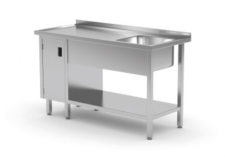Stół Nierdzewny Gastronomiczny z Półką + Zlew + Szafka 170x70 Inoxo 216177