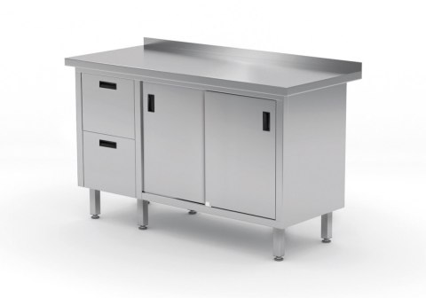 Stół Nierdzewny Gastronomiczny z Szafką + 2 Szuflady 120x60 Inoxo 130126