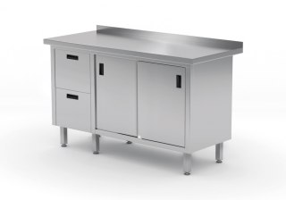 Stół Nierdzewny Gastronomiczny z Szafką + 2 Szuflady 120x70 Inoxo 130127