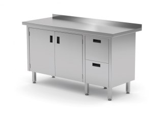 Stół Nierdzewny Gastronomiczny z Szafką + 2 Szuflady 130x70 Inoxo 132137