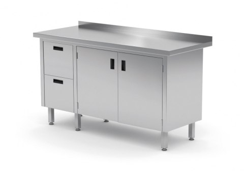 Stół Nierdzewny Gastronomiczny z Szafką + 2 Szuflady 140x60 Inoxo 132146