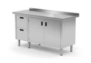 Stół Nierdzewny Gastronomiczny z Szafką + 2 Szuflady 160x70 Inoxo 132167