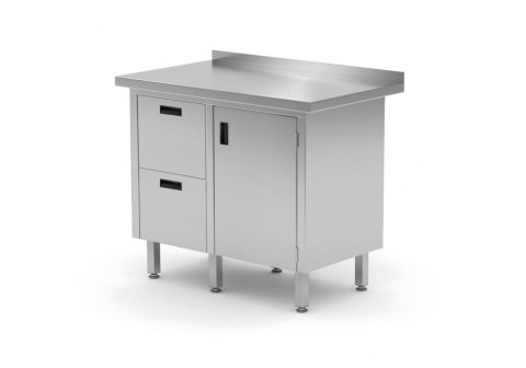 Stół Nierdzewny Gastronomiczny z Szafką + 2 Szuflady 83x60 Inoxo 135086