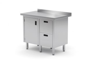Stół Nierdzewny Gastronomiczny z Szafką + 2 Szuflady 83x60 Inoxo 135086