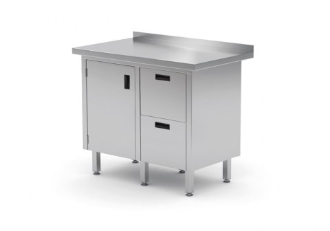 Stół Nierdzewny Gastronomiczny z Szafką + 2 Szuflady 90x60 Inoxo 135096