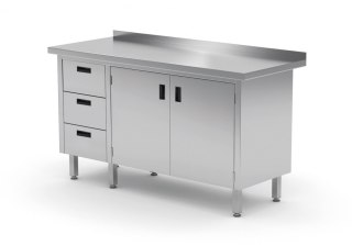 Stół Nierdzewny Gastronomiczny z Szafką I 3 Szufladami 110x60 Inoxo 137116