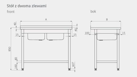 Stół Nierdzewny Gastronomiczny Zlew 160x60 Inoxo 211166