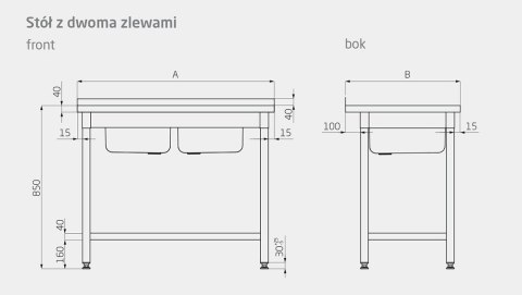 Stół Nierdzewny Gastronomiczny Zlew 190x60 Inoxo 211196