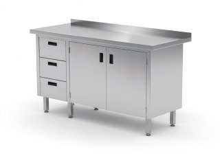 Stół Nierdzewny Gastronomiczny z Szafką I 3 Szufladami 140x60 Inoxo 137146