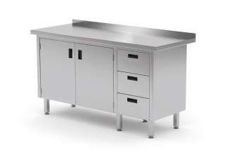 Stół Nierdzewny Gastronomiczny z Szafką I 3 Szufladami 170x60 Inoxo 137176