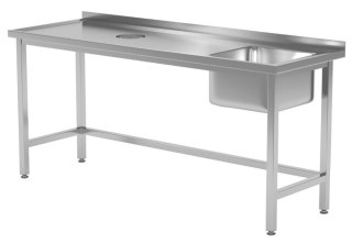 Stół Nierdzewny Gastronomiczny ze Zlewem I Otworem 180x60 Inoxo 236186