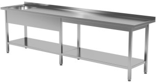 Stół Nierdzewny Gastronomiczny ze Zlewem I Półką 210x60 Inoxo 212216-6