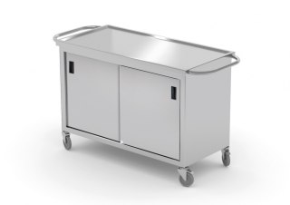 Wózek Nierdzewny Gastronomiczny z Szafką 120x60 Drzwi Suwane Inoxo 440126