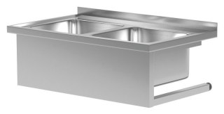 Zlew Nierdzewny Gastronomiczny Wiszący 2-Kom 100x70 gł. 30 Inoxo 221107-Wi