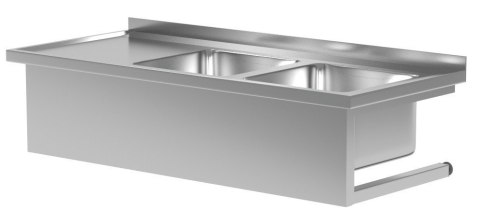 Zlew Nierdzewny Gastronomiczny Wiszący 2-Kom 120x70 gł. 30 Inoxo 221127-Wi