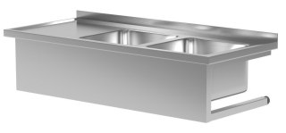 Zlew Nierdzewny Gastronomiczny Wiszący 2-Kom 160x60 gł. 30 Inoxo 221166-Wi