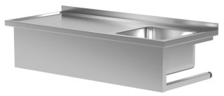 Zlew Nierdzewny Gastronomiczny Wiszący z Blatem 120x60 gł. 30 Inoxo 211126-Wi