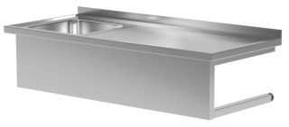 Zlew Nierdzewny Gastronomiczny Wiszący z Blatem 80x60 gł. 30 Inoxo 211086-Wi