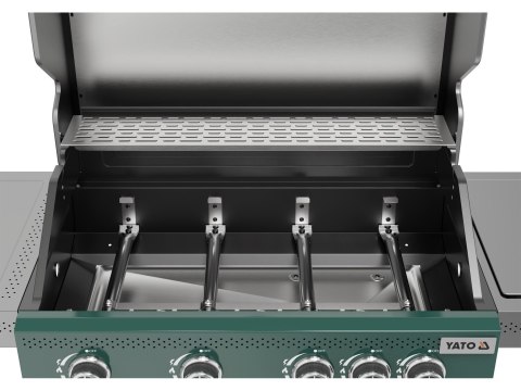 Grill Gazowy Itami 4+1 14,5kW z Szybą Zielony | YATO YG-20035