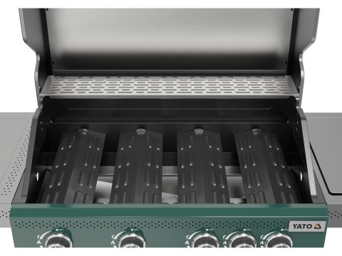 Grill Gazowy Itami 4+1 14,5kW z Szybą Zielony | YATO YG-20035