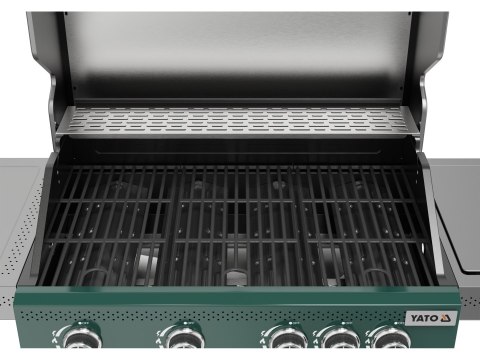 Grill Gazowy Itami 4+1 14,5kW z Szybą Zielony | YATO YG-20035