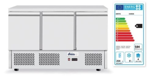 Stół Chłodniczy do Pizzy 3-Drzwiowy z Nadstawą i Blatem Granitowym 254l 1400x700 | HENDI 232033