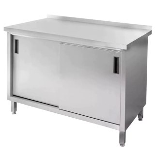 Stół Gastronomiczny ze Stali Nierdzewnej Przyścienny Z Szafką 100x70x85 cm